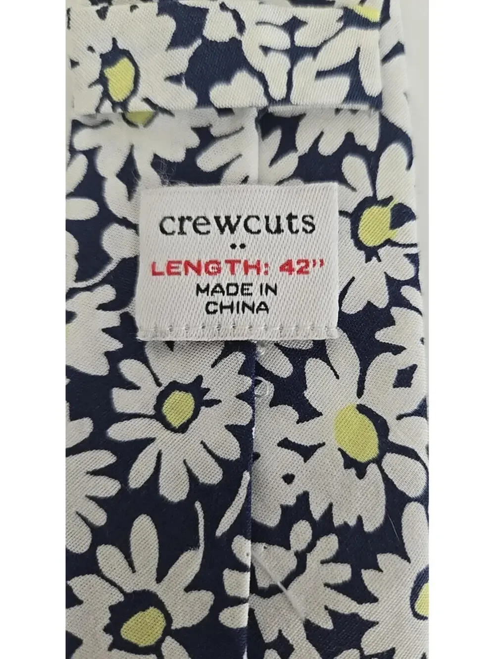 J.Crew Boy's Crewcuts Cotton Neck Tie Navy Blue Yellow Floral Daisy 42